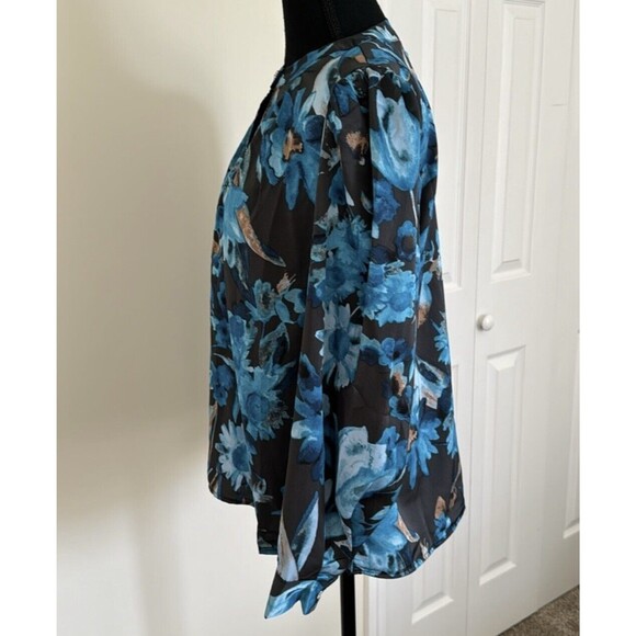 Cupio Blush Blue Multicolor Floral Print Long Sleeve Women’s Blouse Size Small - Picture 3 of 16